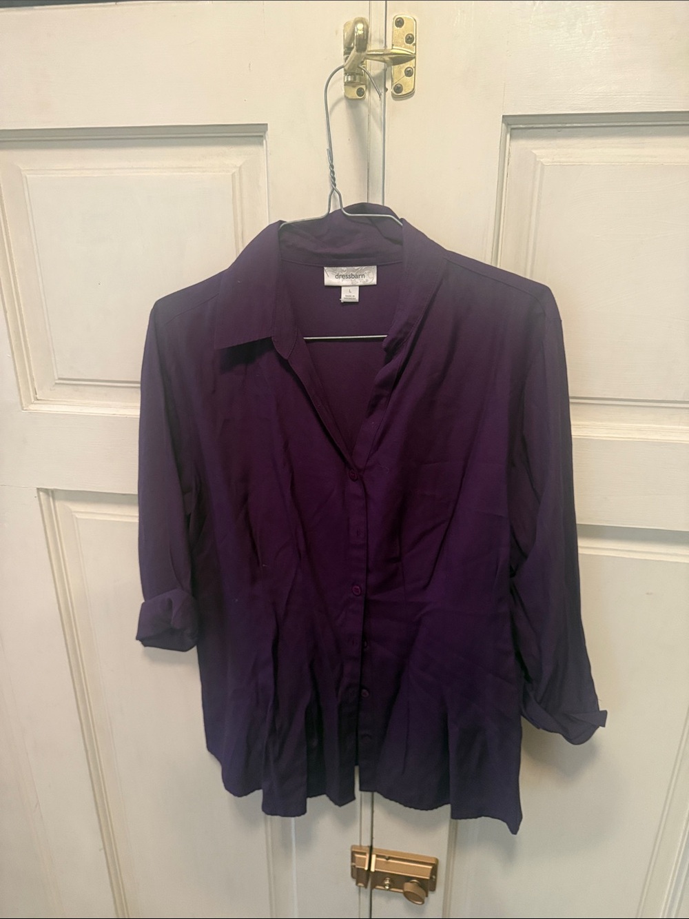 dressbarn Women's Deep Purple Button-Down Shirt